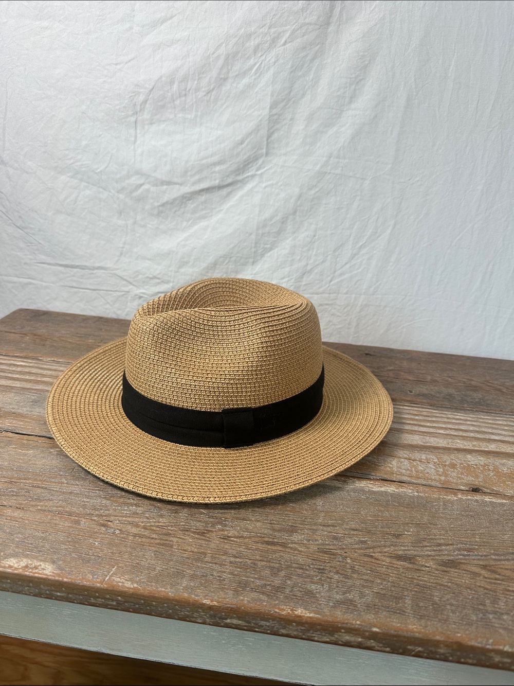 Men's Tan Straw Panama Hat with Black Band